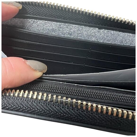 Kate Spade Womens Black Red Apple Embroidered Large Continental Wallet New - Picture 8 of 12